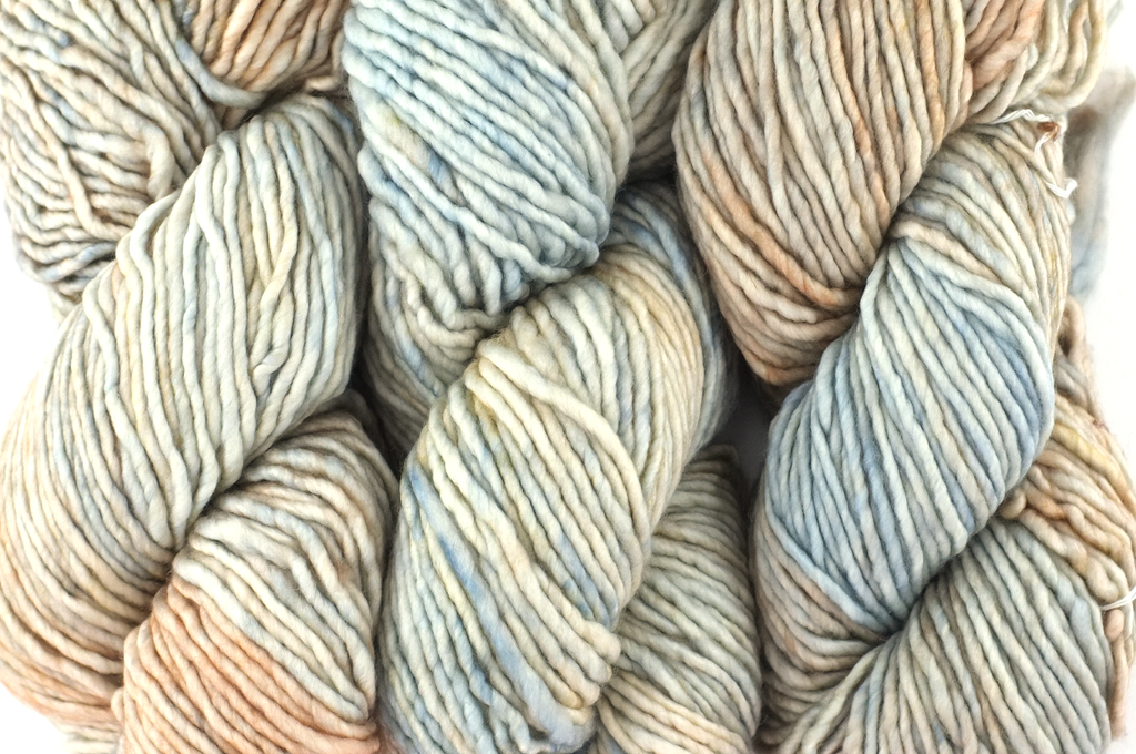 Malabrigo Mecha in color Olivia, Bulky Weight Merino Wool Knitting Yarn, beige, wheat, indigo, #330