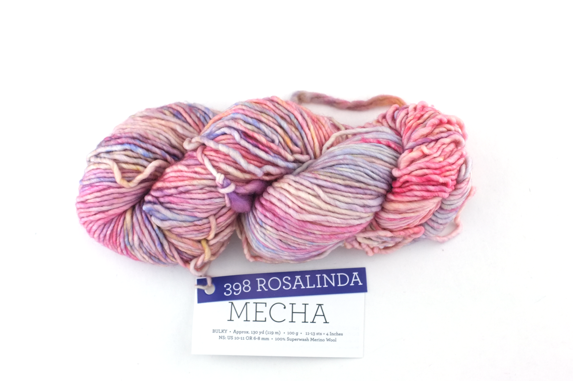 Malabrigo Mecha in color Rosalinda, Merino Wool Bulky Weight Knitting Yarn, pastel pinks, peaches, #398 from Purple Sage Yarns