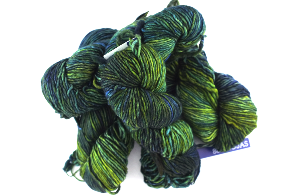 Malabrigo Mecha in color Hojas, Merino Wool Bulky Weight Knitting Yarn, forest of greens, #880