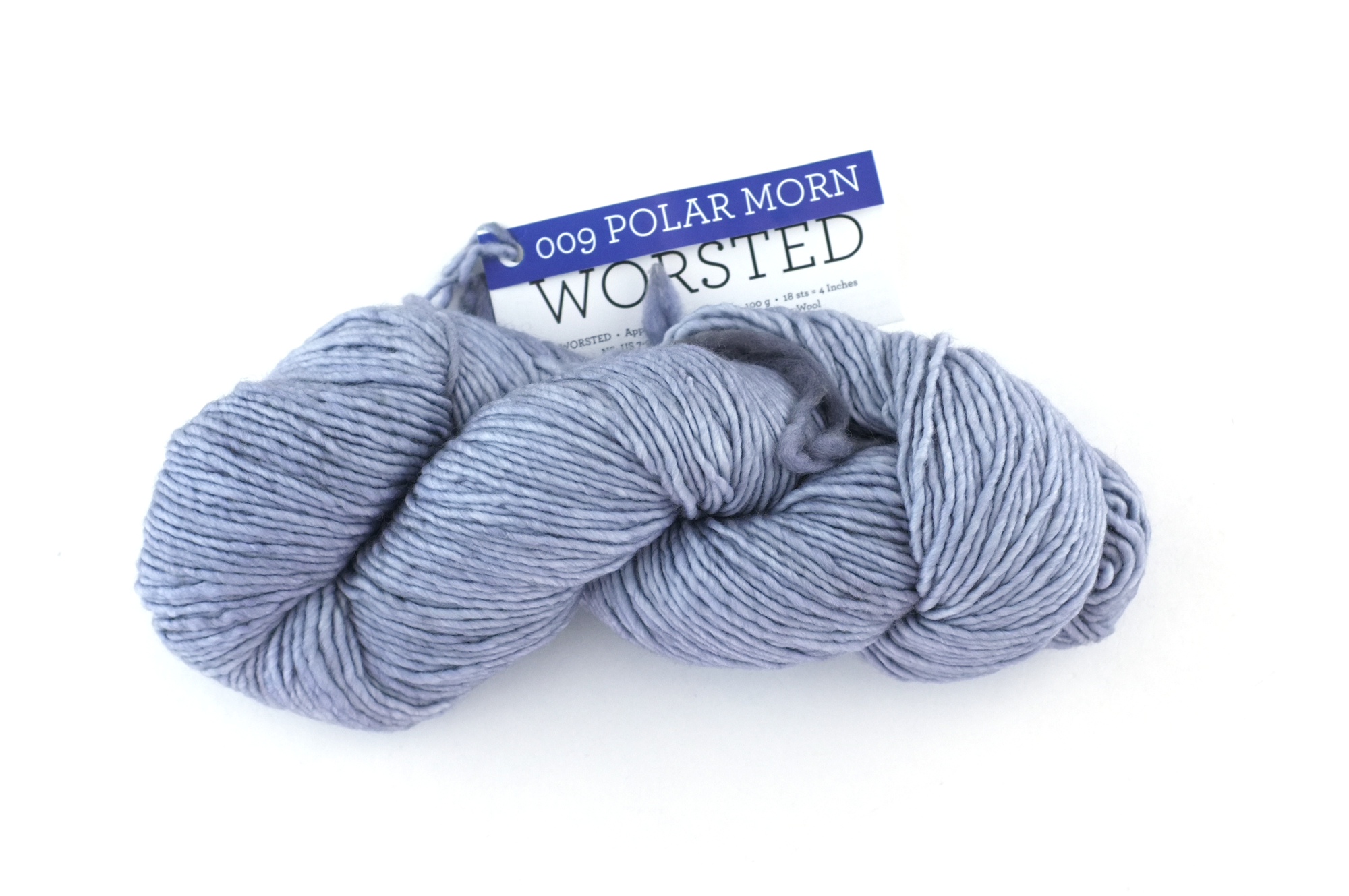 Malabrigo Worsted in color Polar Morn, #009, Merino Wool Aran Weight Knitting Yarn, light cool gray from Purple Sage Yarns