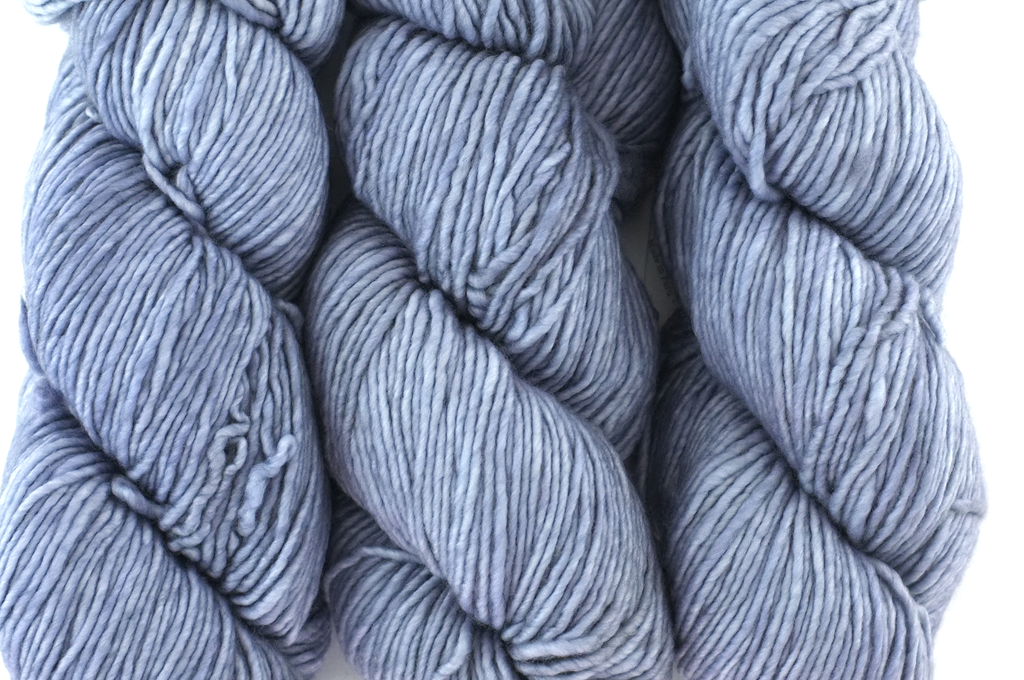 Malabrigo Worsted in color Polar Morn, #009, Merino Wool Aran Weight Knitting Yarn, light cool gray from Purple Sage Yarns
