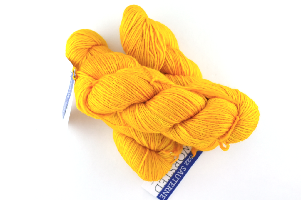 Malabrigo Worsted in color Sauterne, Merino Wool Aran Weight Knitting Yarn, warm buttercup yellow, #022