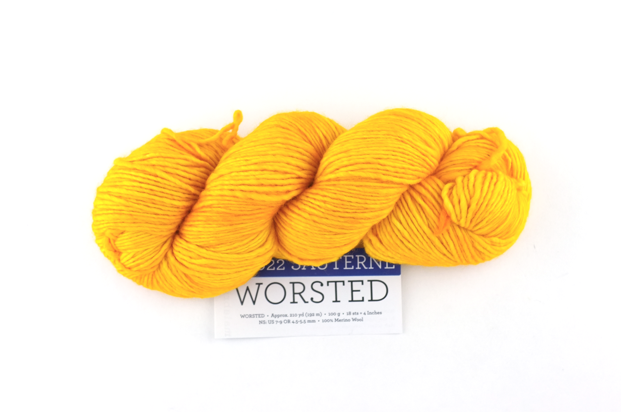 Malabrigo Worsted in color Sauterne, Merino Wool Aran Weight Knitting Yarn, warm buttercup yellow, #022