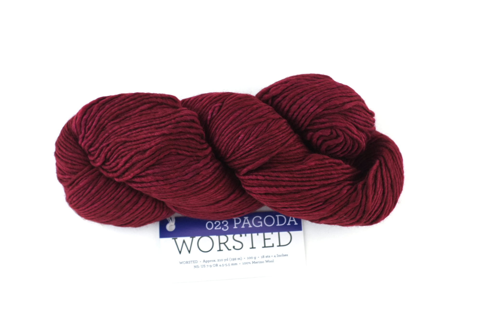 Malabrigo Worsted in color Pagoda, #023, Merino Wool Aran Weight Knitting Yarn, dark red