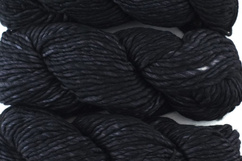 Malabrigo Noventa in color Black Forest, Merino Wool Super Bulky Yarn, machine washable, black, #179 from Purple Sage Yarns