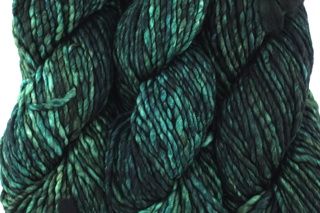 Malabrigo Noventa in color Fiona, Merino Wool Super Bulky Knitting Yarn, machine washable, deep teal green, #346 from Purple Sage Yarns