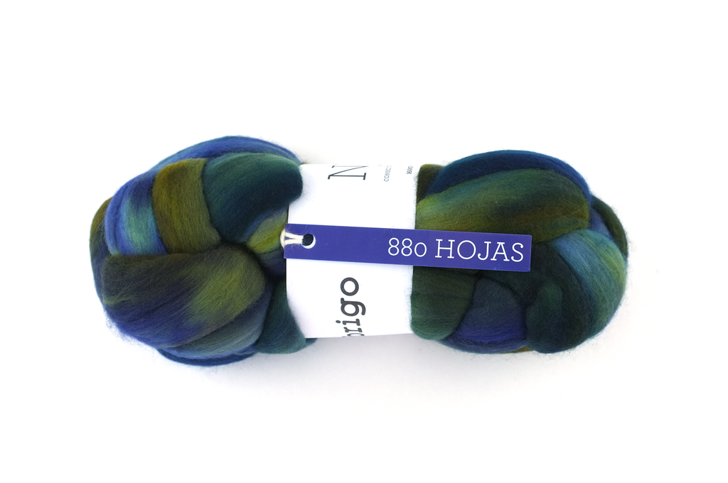 Malabrigo Fiber, Nube pure merino combed top, hand dyed spinning fiber in color Hojas, #880, field of greens!