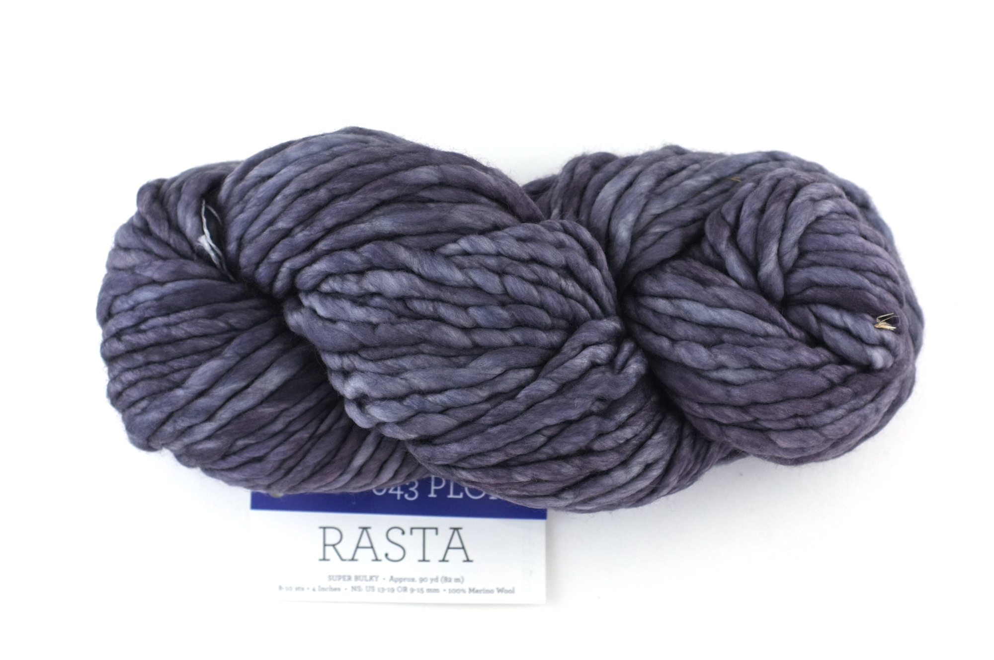 Malabrigo Rasta in color Plomo, Merino Wool Super Bulky Knitting Yarn, gray shades, #043