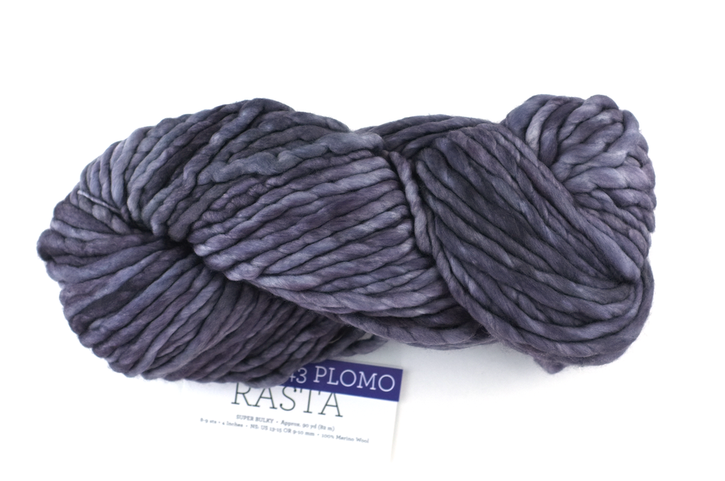 Malabrigo Rasta in color Plomo, Merino Wool Super Bulky Knitting Yarn, gray shades, #043