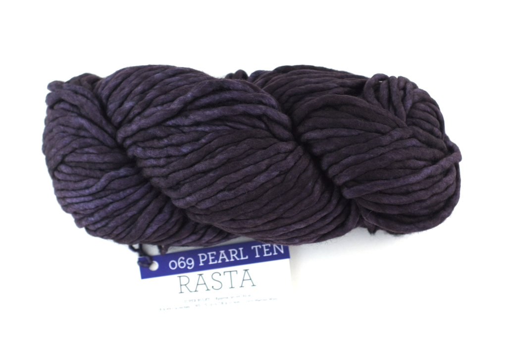 Malabrigo Rasta in color Pearl Ten, Merino Wool Super Bulky Knitting Yarn, deepest gray-eggplant, #069 from Purple Sage Yarns