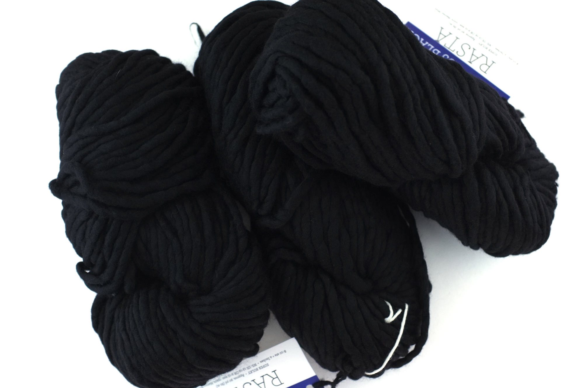 Malabrigo Rasta in color Black, Merino Wool Super Bulky Knitting Yarn, solid black, #195 from Purple Sage Yarns