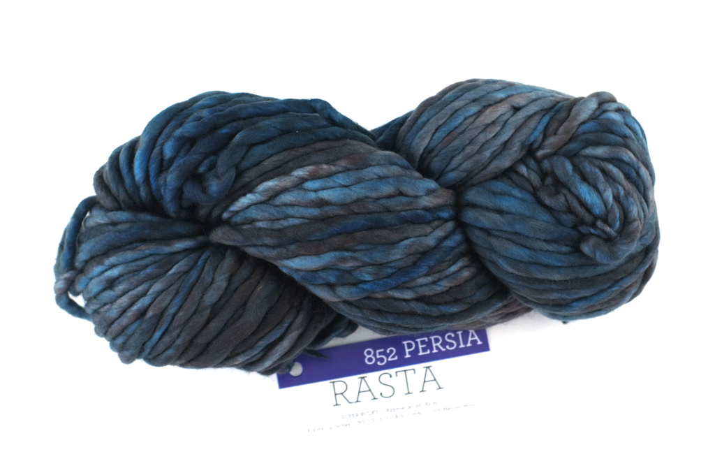 Malabrigo Rasta in color Persia, Super Bulky Merino Wool Knitting Yarn, subtle blue with gray, #852