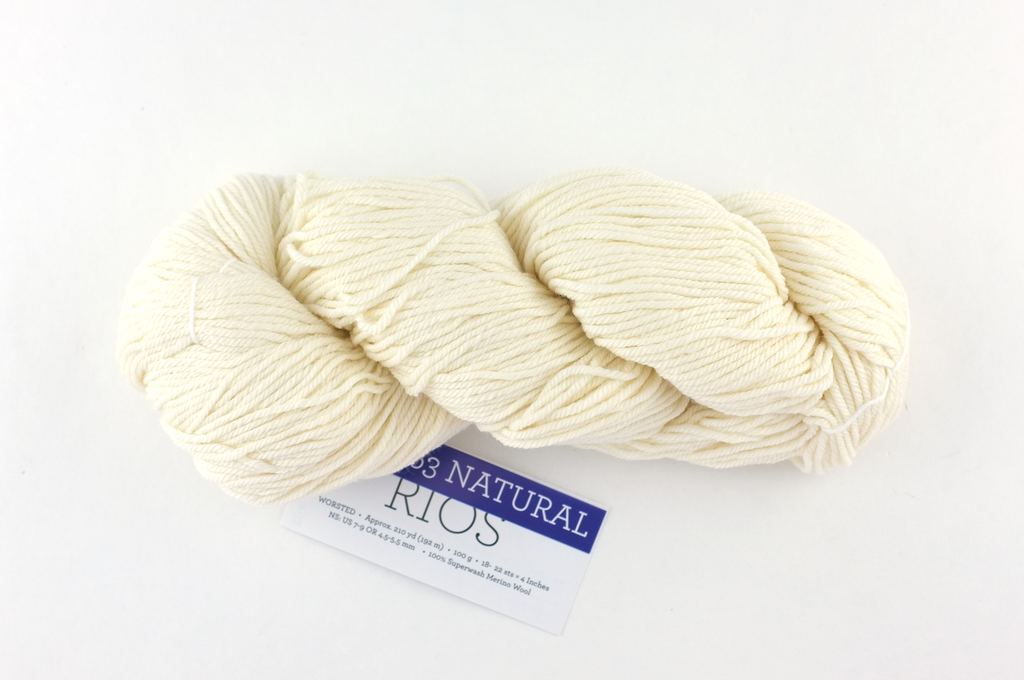 Malabrigo Rios in color Natural, merino wool worsted weight knitting yarn, off white, #063