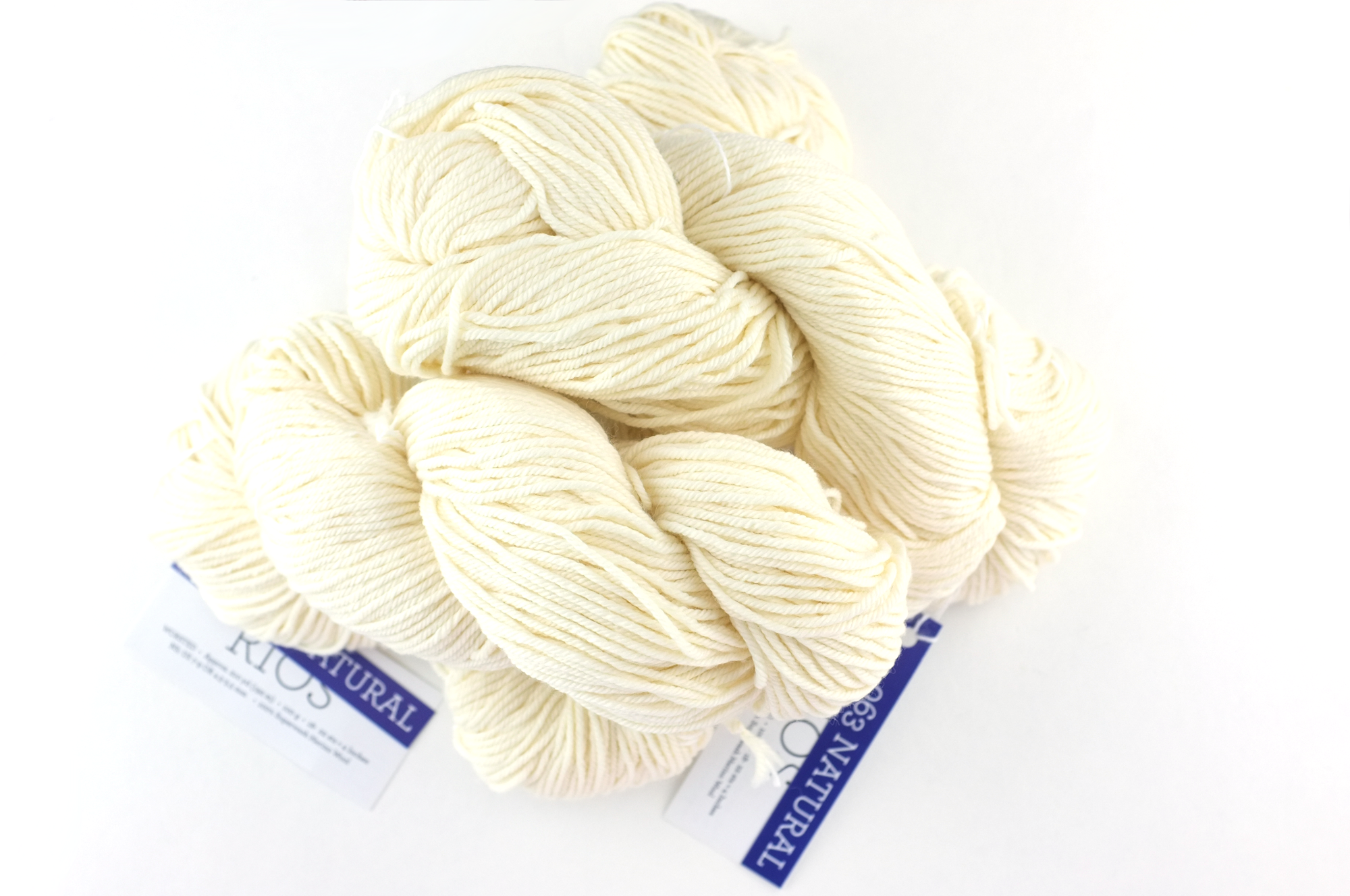 Malabrigo Rios in color Natural, merino wool worsted weight knitting yarn, off white, #063