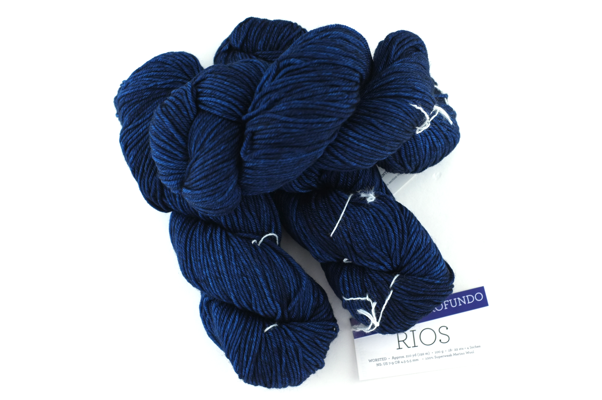 Malabrigo Rios in color Azul Profundo, Merino Wool Worsted Weight Knitting Yarn, deep blue, #150