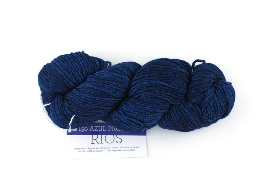 Malabrigo Rios in color Azul Profundo, Merino Wool Worsted Weight Knitting Yarn, deep blue, #150