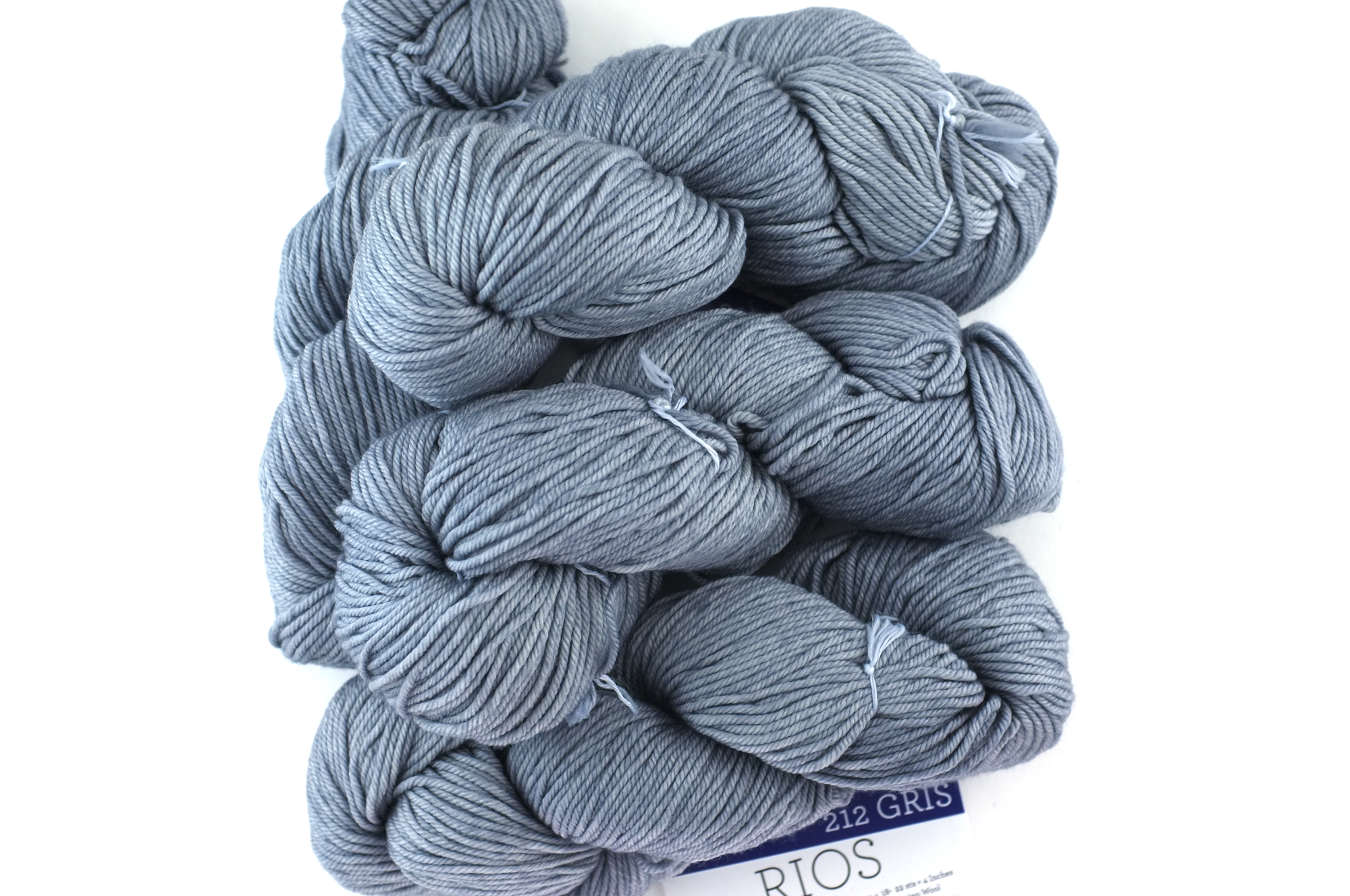 Malabrigo Rios in color Gris, Merino Wool Worsted Weight Superwash Knitting Yarn, cool light gray, #212