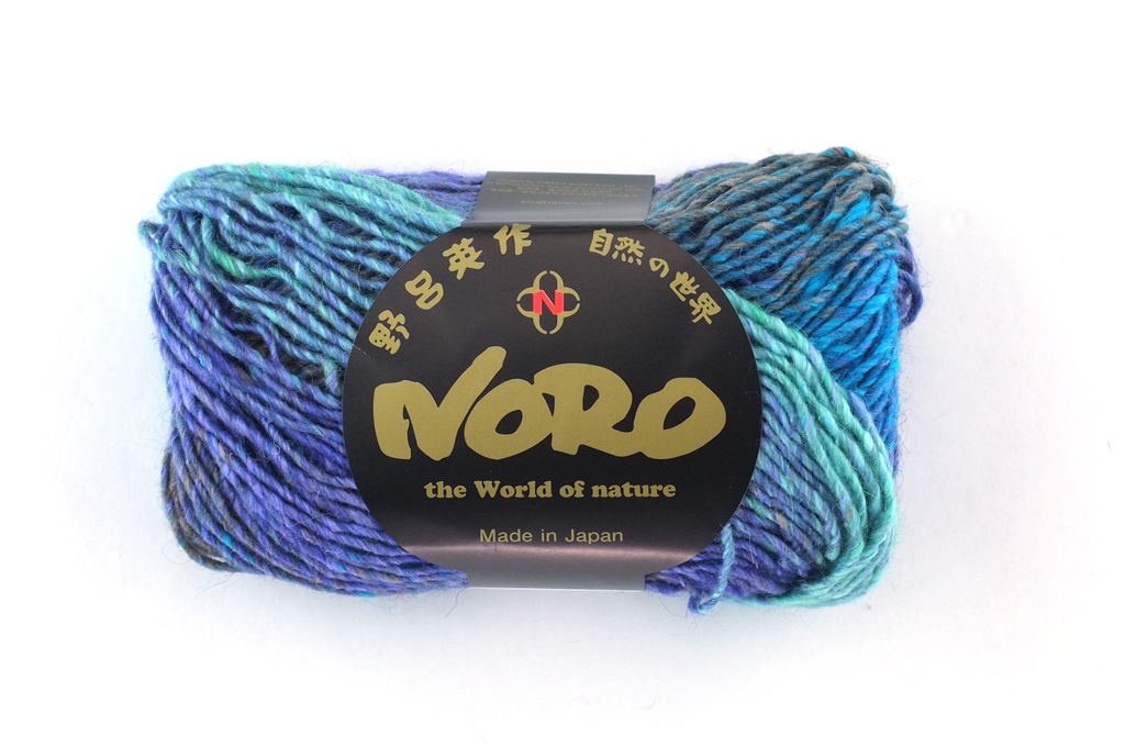 Noro Silk Garden Color 373, Silk Mohair Wool Aran Weight Knitting Yarn, turquoise, blues, purple