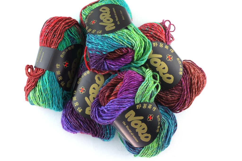 Noro Silk Garden Color 536, Silk Mohair Wool Aran Weight Knitting Yarn, reds, teal, purple from Purple Sage Yarns