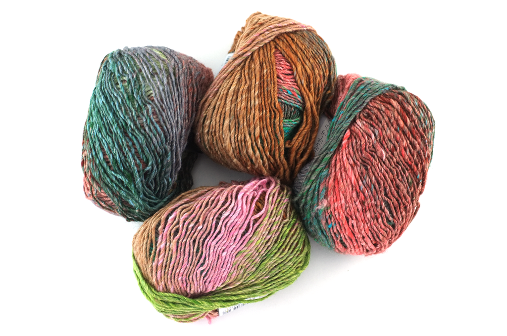 Noro Silk Garden Lite Color 2083, DK Weight, Silk Mohair Wool Knitting Yarn, rusty peach, teal from Purple Sage Yarns