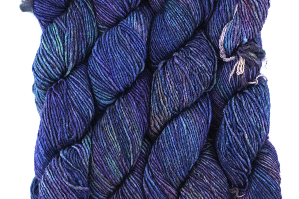 Malabrigo Silky Merino in color Indonesia, DK Weight Silk and Merino Wool Knitting Yarn, blue purple green shades, #723