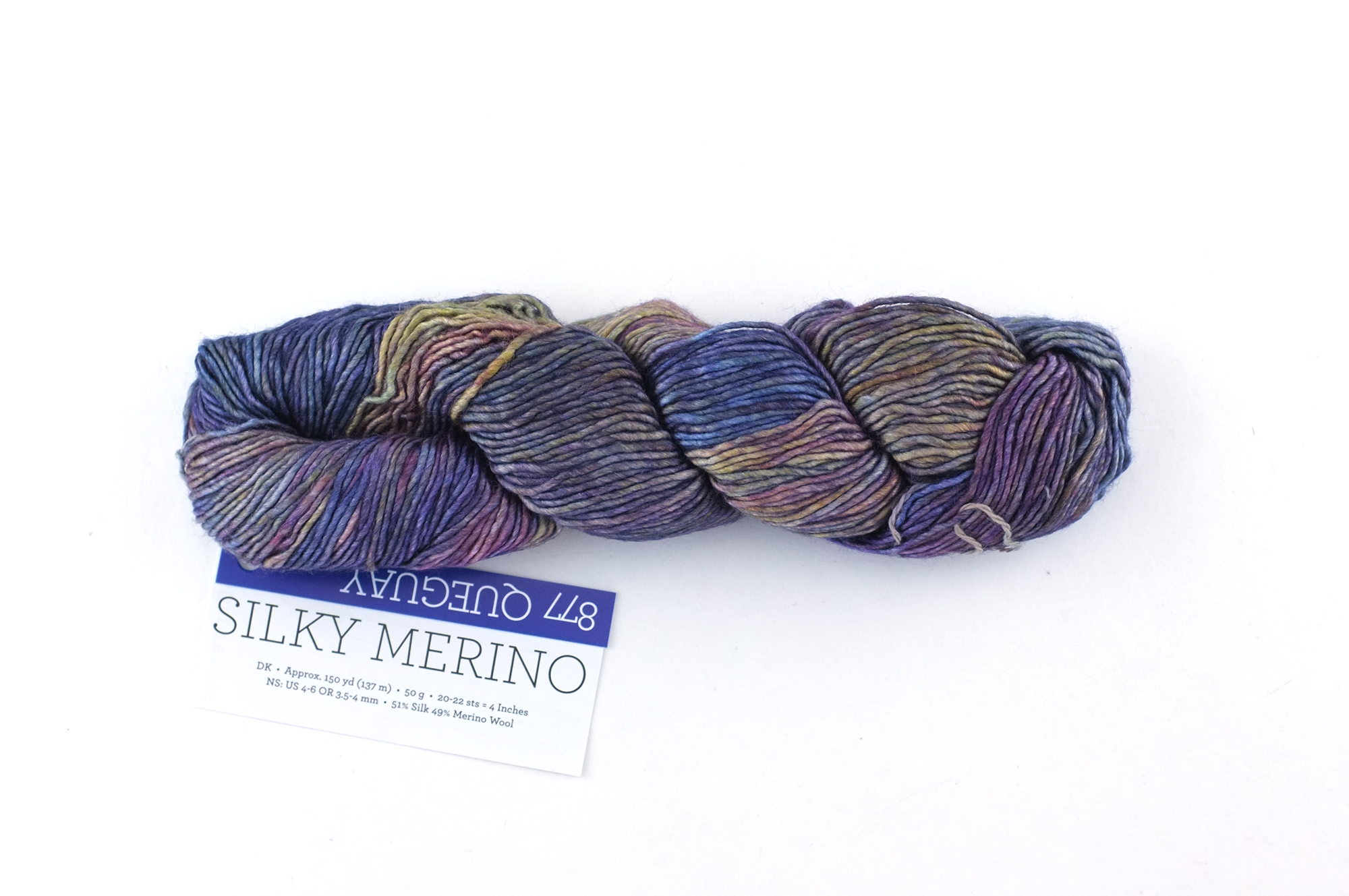 Malabrigo Silky Merino in color Queguay, DK Weight Silk and Merino Wool Knitting Yarn, soft purples, #877 from Purple Sage Yarns