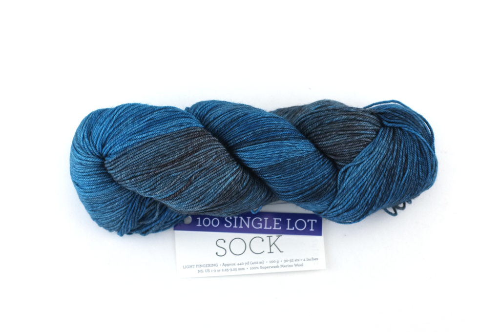 Malabrigo Sock sample, blues with gray, Fingering Weight Merino Wool Knitting Yarn, single lot sale
