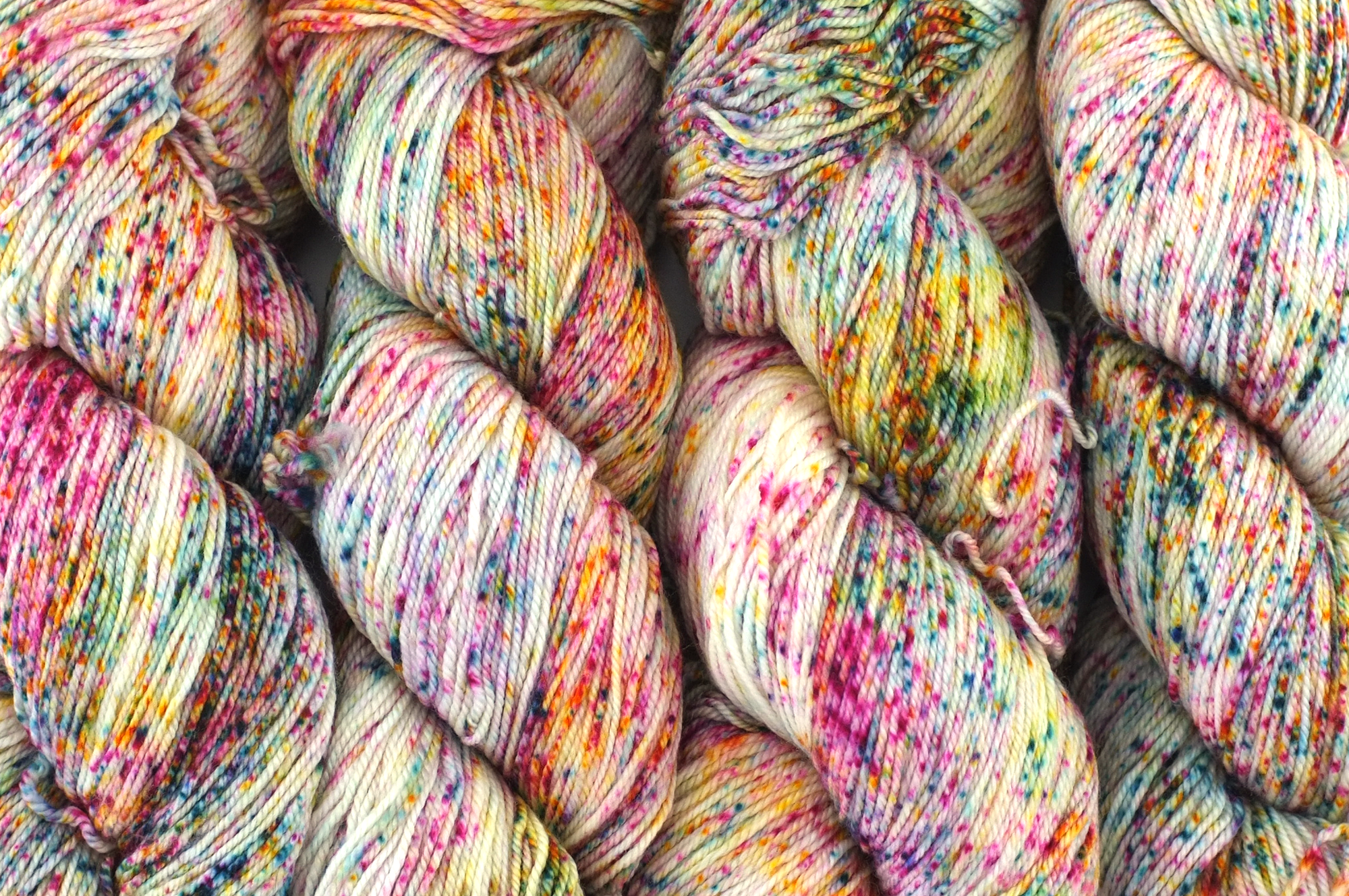 Malabrigo Sock merino yarn, color Disfraz, 734, speckle dyed