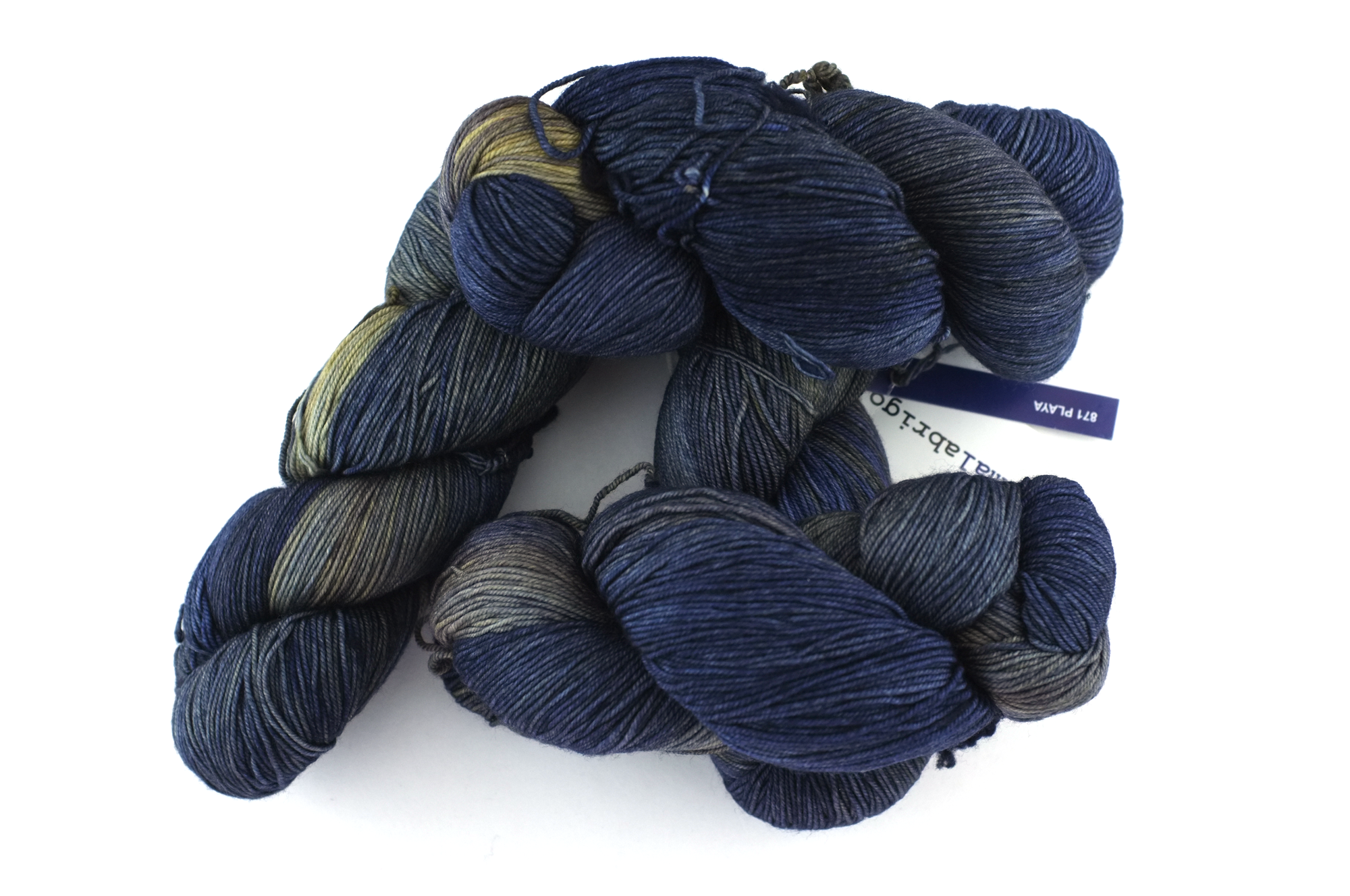 Malabrigo Sock in color Playa, Fingering Weight Merino Wool Knitting Yarn, grays and blues, #871