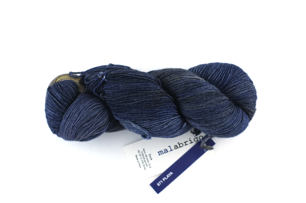 Malabrigo Sock in color Playa, Fingering Weight Merino Wool Knitting Yarn, grays and blues, #871