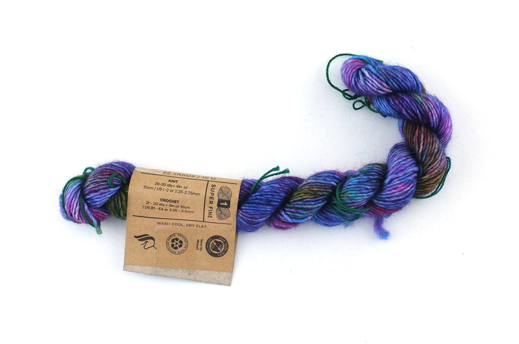 Unicorn Tails by Madeline Tosh, Spectrum, blue, green, superwash fingering mini-skein yarn