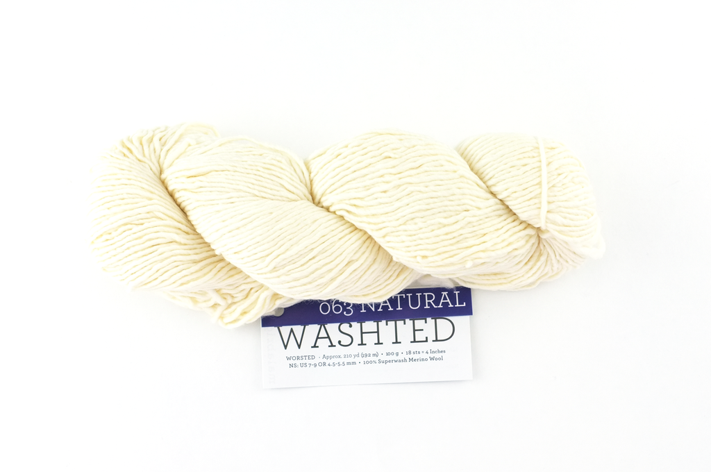 Malabrigo Washted in color Natural, Aran Weight Merino Superwash Wool Knitting Yarn, off-white, #063