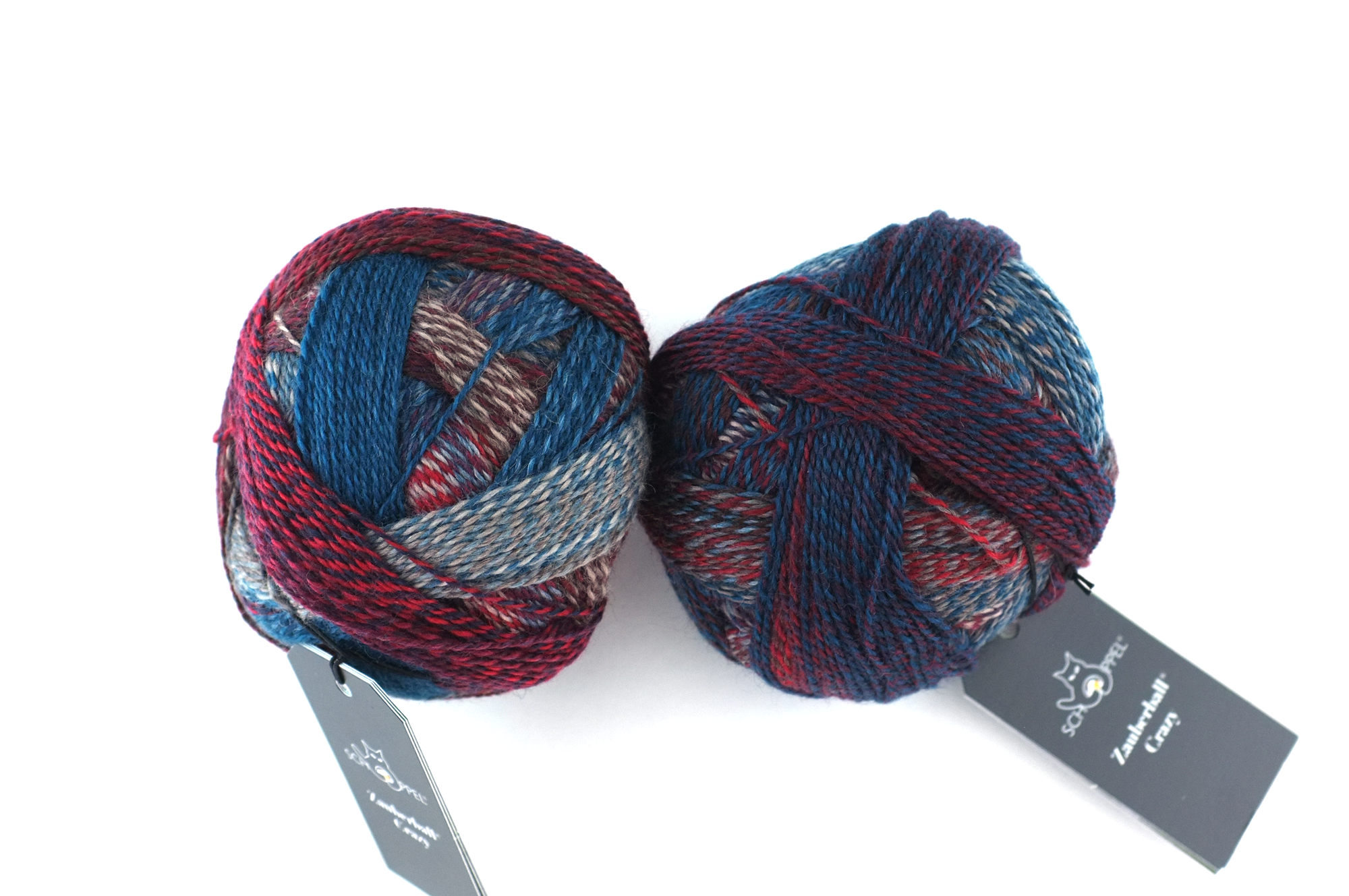 Crazy Zauberball, self striping sock yarn, color 1507 Autumn Wind, fingering weight yarn, teal, dark red