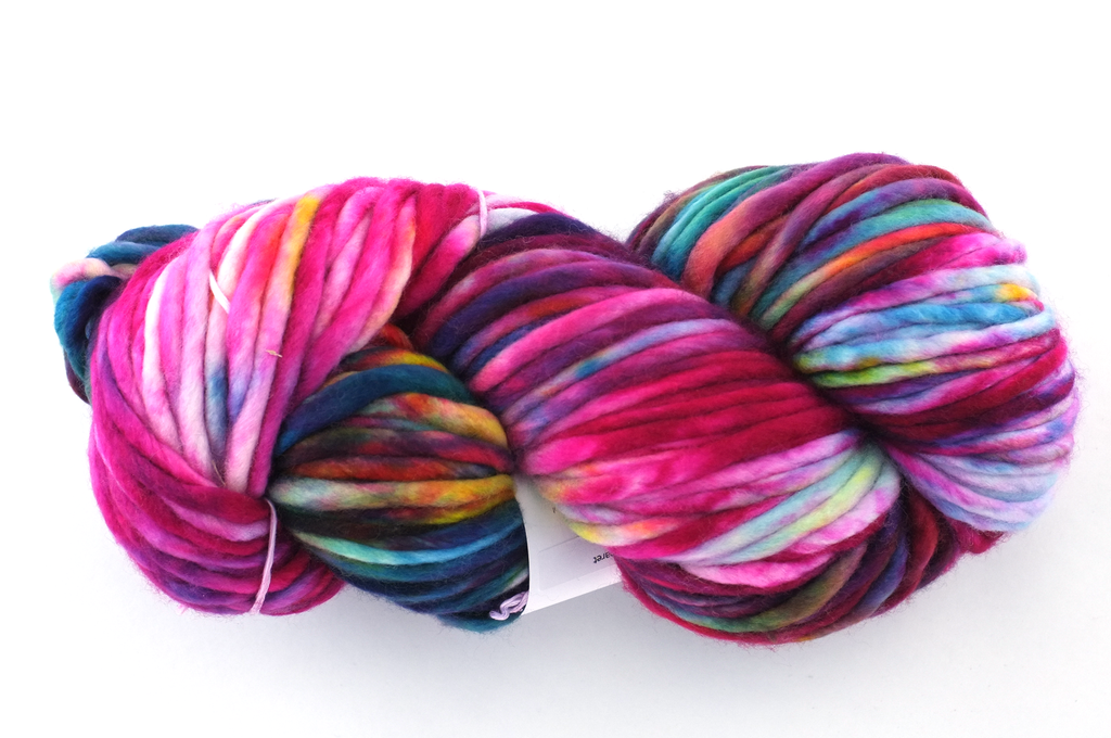 Savvy super bulky weight, color Cabaret 901, magenta, burgundy, rainbow, Dream in Color yarn from Purple Sage Yarns