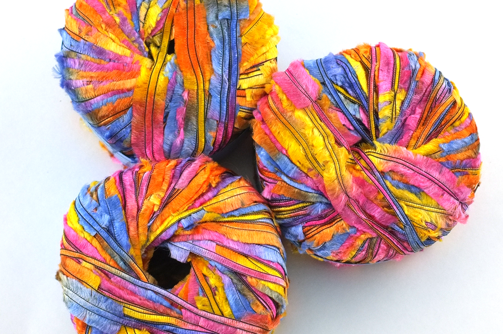 Xanadu party colored tape yarn from Purple Sage Yarns