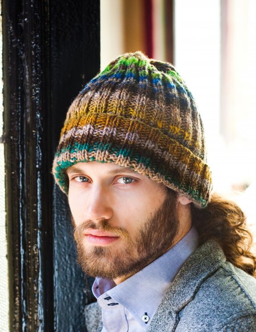 Kureyon Man's Ribbed Hat, free digital knitting pattern download