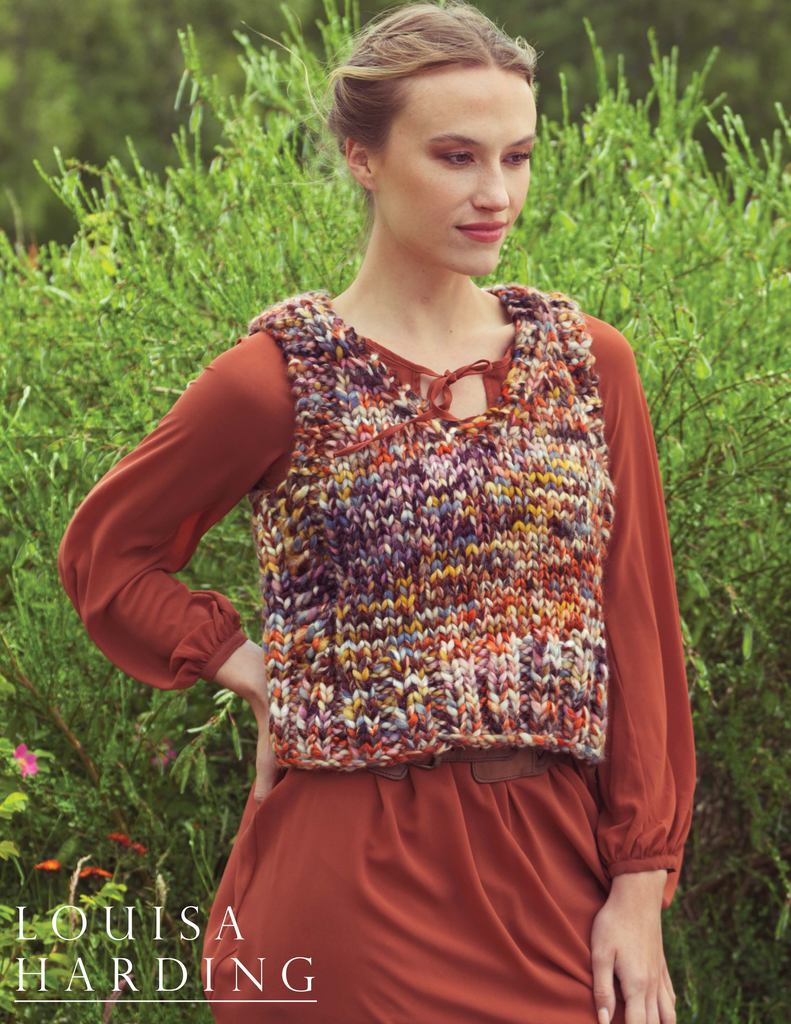 Amaru vest with Enorme, a free digital knitting pattern from Purple Sage Yarns