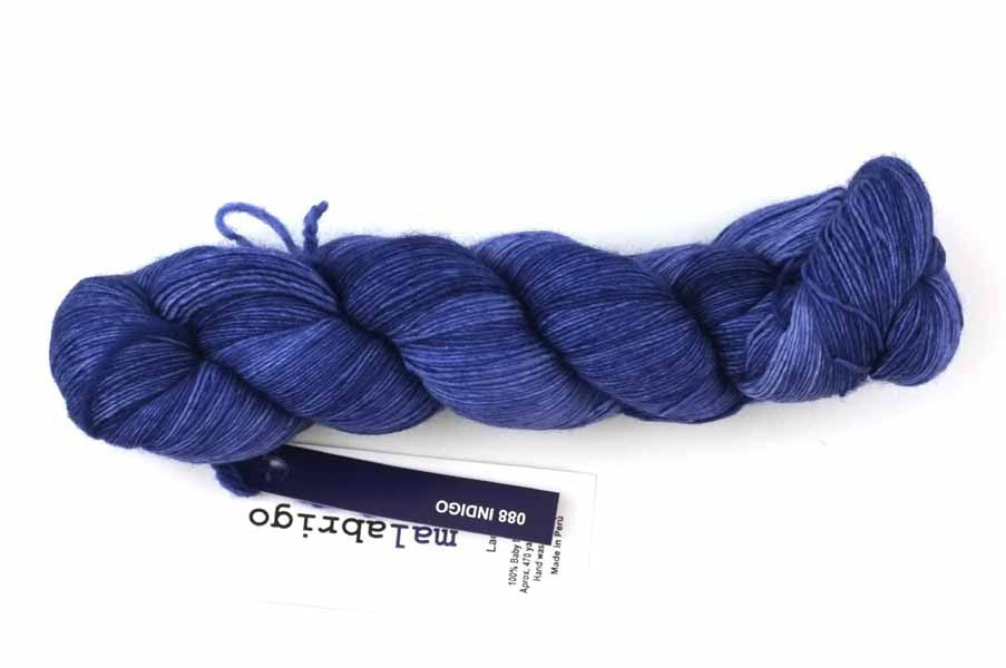 Malabrigo Lace in color Indigo, Lace Weight Merino Wool Knitting Yarn, deepest blue, #088 - Purple Sage Yarns