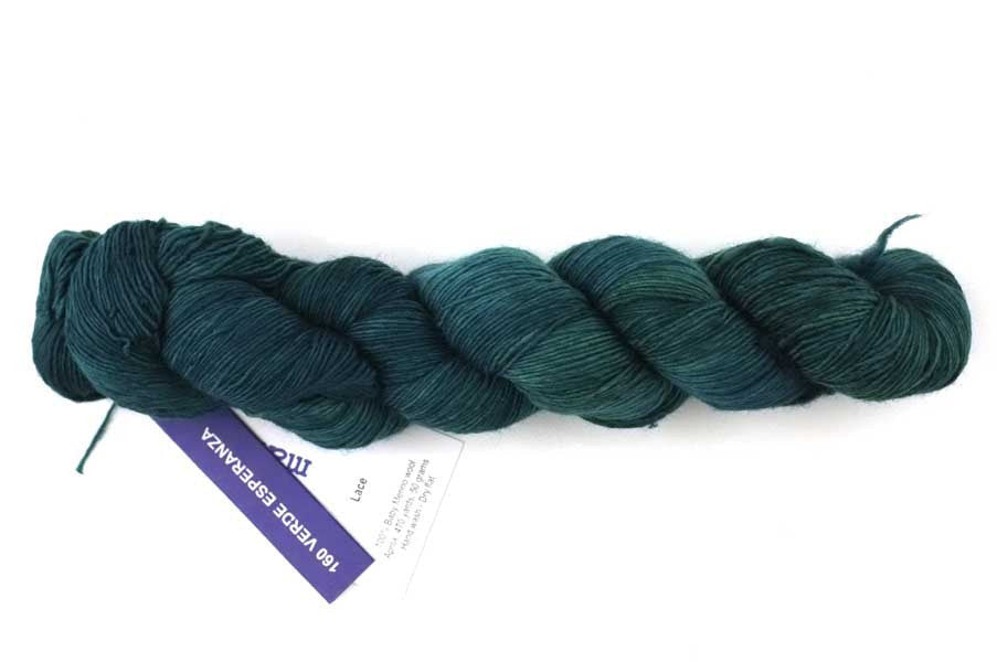 Malabrigo Lace in color Verde Esperanza, Lace Weight Merino Wool Knitting Yarn, dark teal, #160 - Purple Sage Yarns