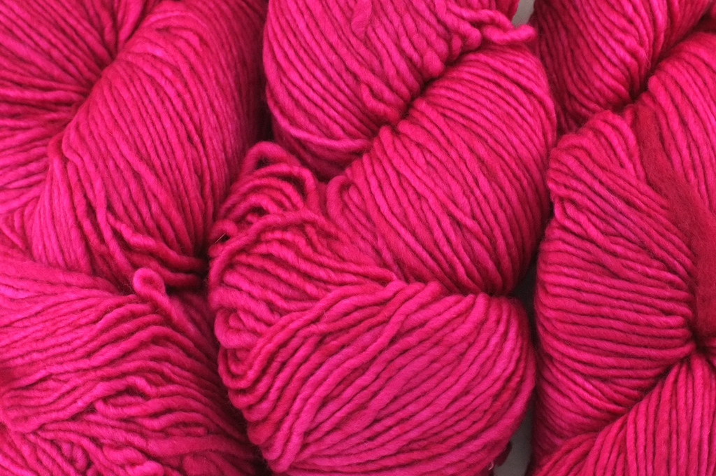 Malabrigo Worsted in color Fucsia, Merino Wool Aran Weight Knitting Yarn, true fuchsia pink, #093 - Purple Sage Yarns
