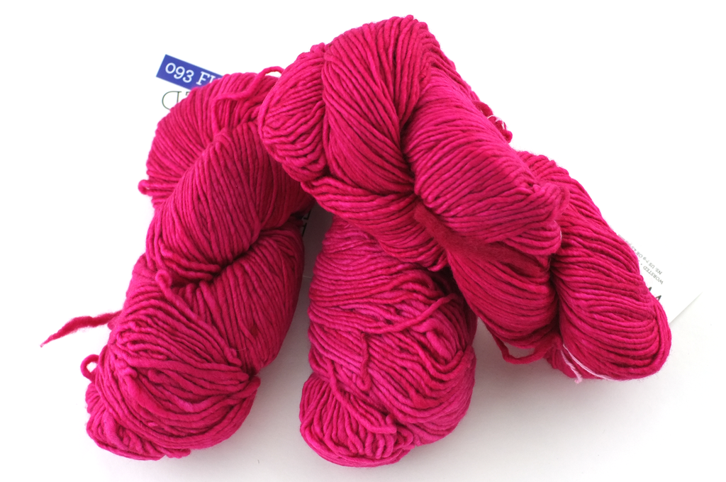 Malabrigo Worsted in color Fucsia, Merino Wool Aran Weight Knitting Yarn, true fuchsia pink, #093 - Purple Sage Yarns