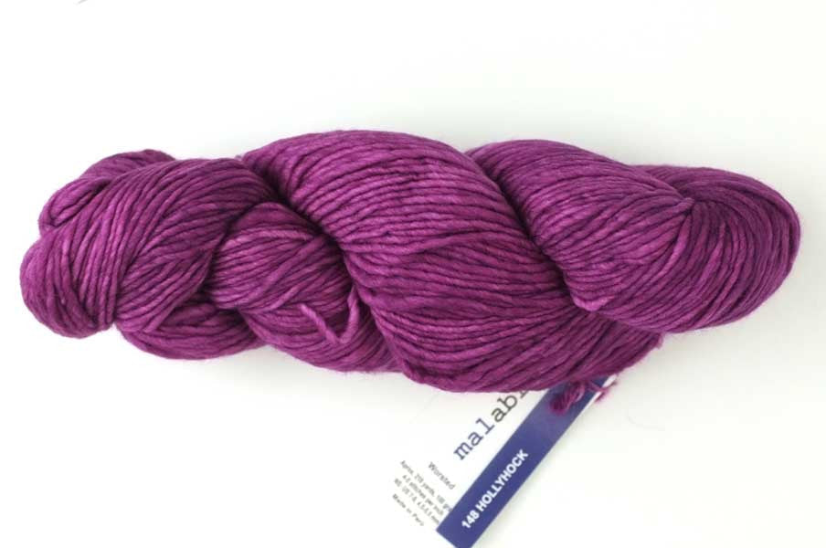 Malabrigo Worsted in color Hollyhock, #148, Merino Wool Aran Weight Knitting Yarn, intense magenta - Purple Sage Yarns