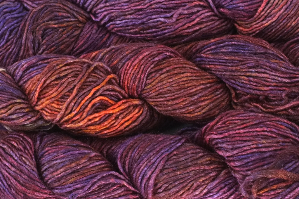 Malabrigo Silky Merino in color Archangel, DK Weight Silk and Merino Wool Knitting Yarn, deep reds with purple, #850 - Purple Sage Yarns