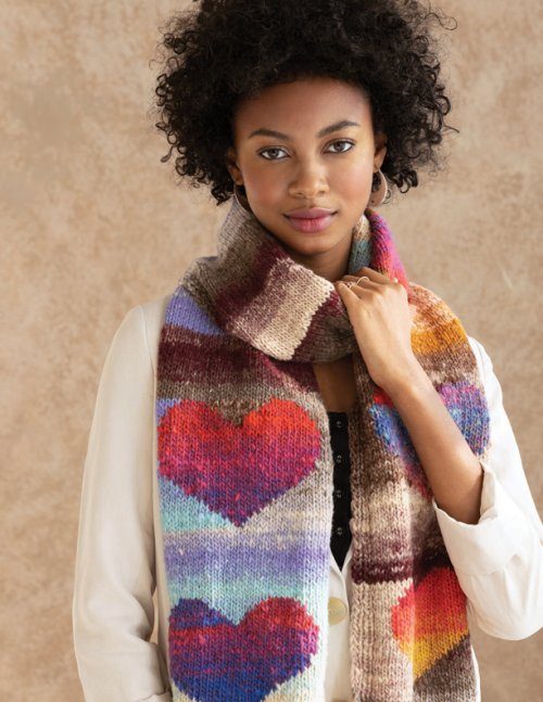 Noro Love Scarf, free digital knitting pattern download using Kureyon from Purple Sage Yarns