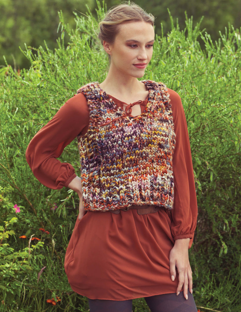 Amaru vest with Enorme, a free digital knitting pattern from Purple Sage Yarns