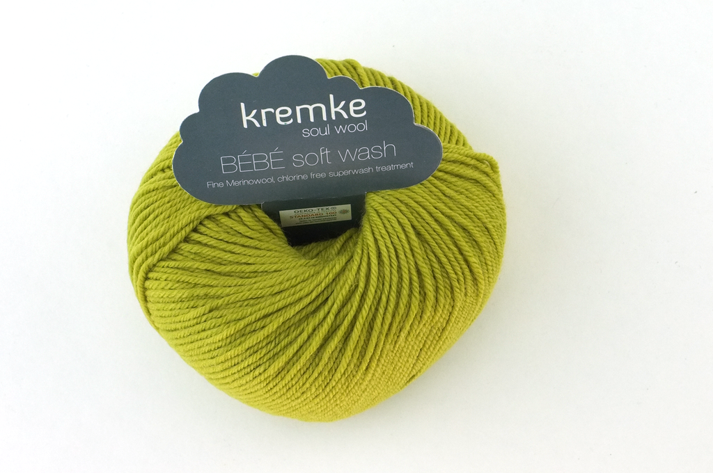 Bébé Soft Wash Baby Yarn, Apple, light avocado green, sport weight superwash merino wool from Purple Sage Yarns