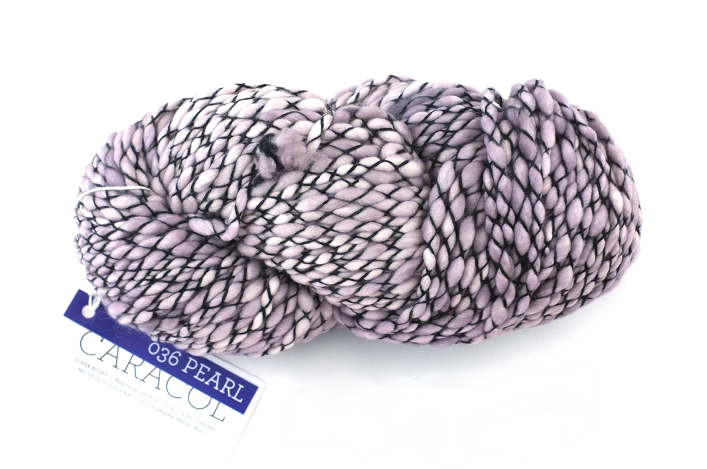 Malabrigo Caracol in color Pearl, #036, Super Bulky thick and thin superwash merino knitting yarn in pale lavender-gray - Purple Sage Yarns