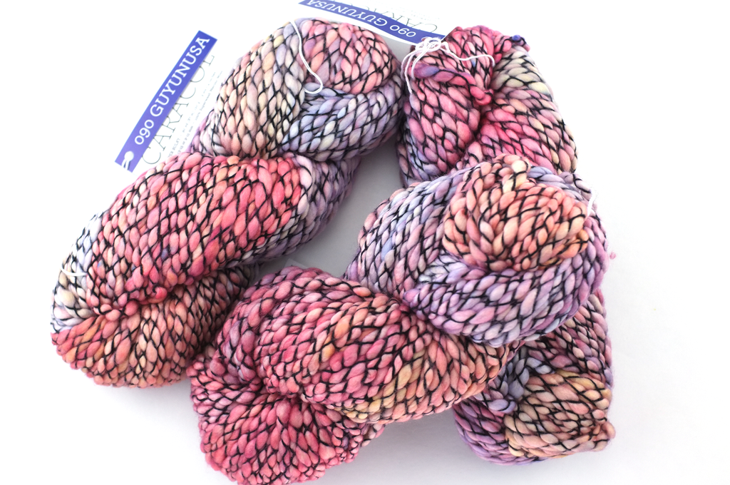 Malabrigo Caracol in color Guyunusa, #090, Super Bulky thick and thin superwash merino knitting yarn in pinks - Purple Sage Yarns