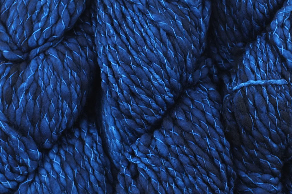 Malabrigo Caracol in color Azul Profundo #150, Super Bulky thick and thin superwash merino knitting yarn in deep blue - Purple Sage Yarns