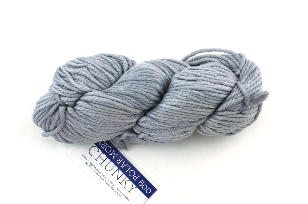 Malabrigo Chunky in color Polar Morn, Bulky Weight Merino Wool Knitting Yarn, cool light gray, #009 - Purple Sage Yarns